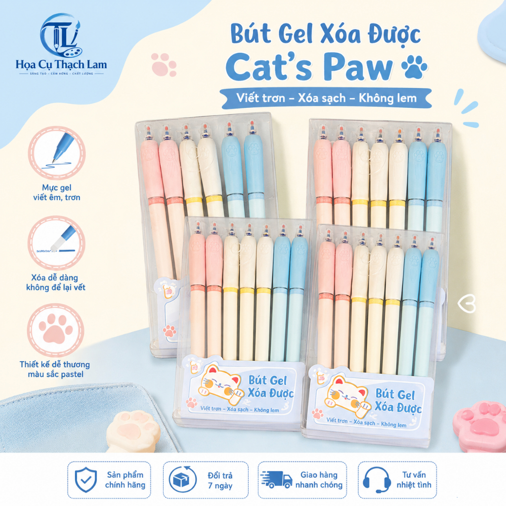 Bút Gel Xóa Được Mực Xanh 0.5mm Dễ Thương Cho Học Sinh Viết Êm Nét Đẹp