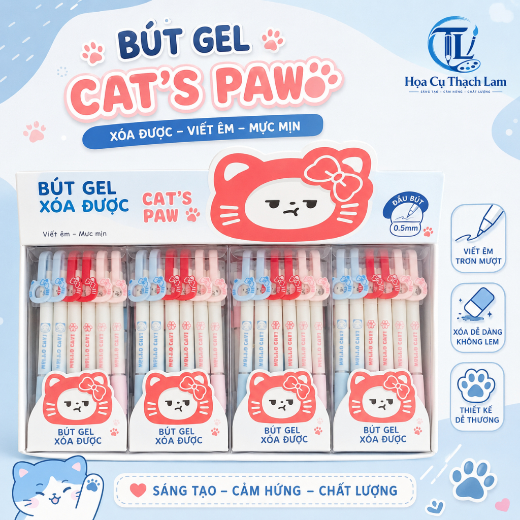 Bút Gel Xóa Được Mực Xanh 0.5mm Dễ Thương Cho Học Sinh Viết Êm Nét Đẹp