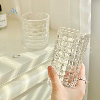 SET 6 Ly Thủy Tinh Họa Tiết CARO DẬP NỔI Chịu Nhiệt | Cốc Uống Nước, Cà Phê Phong Cách Hiện Đại