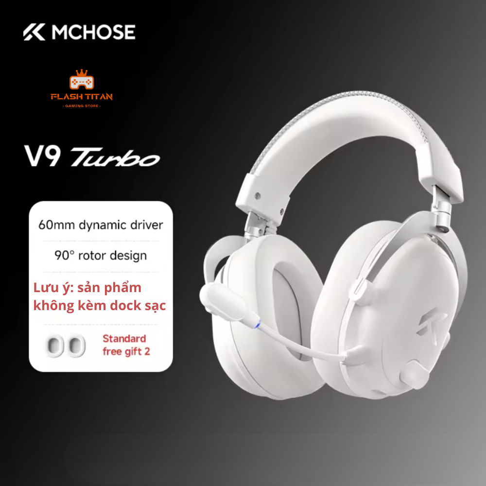 日本未発売 MCHOSE V9 Turbo+ゲーミングヘッドセット ホワイト Tai nghe Gaming Cao Cấp Mchose V9 Turbo Âm Thanh Chân Thật - Độ