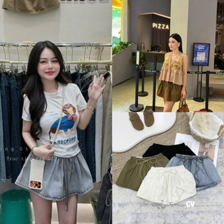 Chân váy jeans xoè dáng ngắn cạp chun (có lót quần ) #6356