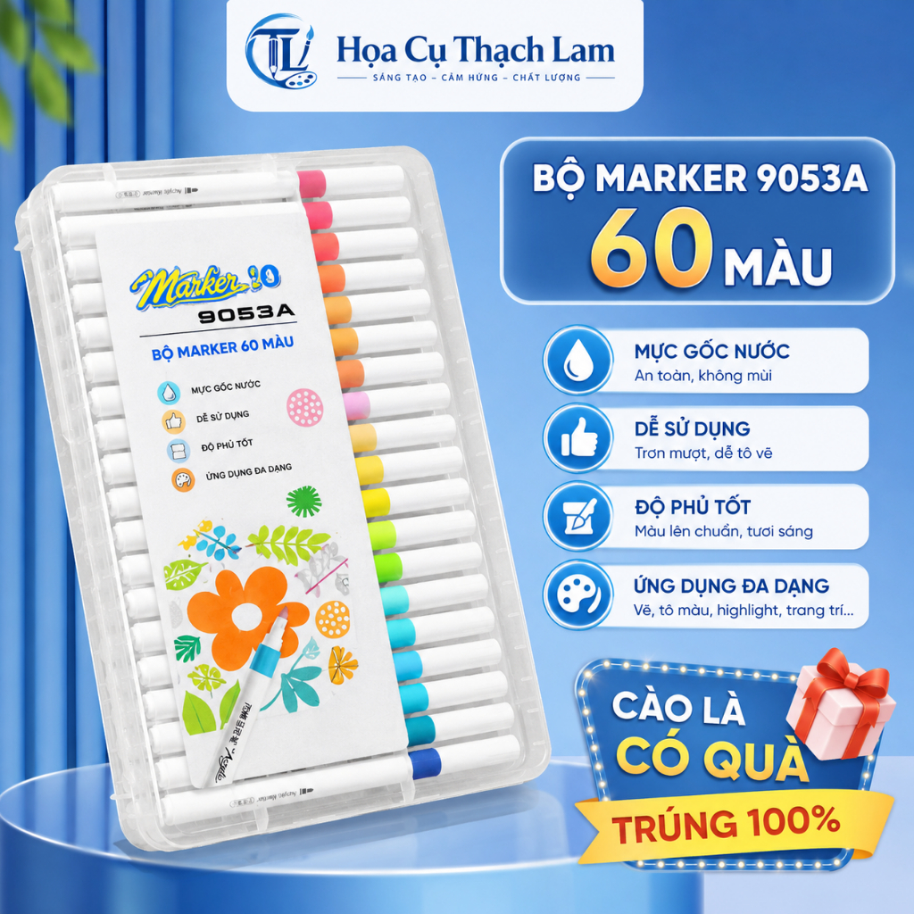 Có quà tặng kèm Set Nâng cấp 12 đến 80 Bút màu ACRYLIC Marker đầu nhọn chống thấm nước