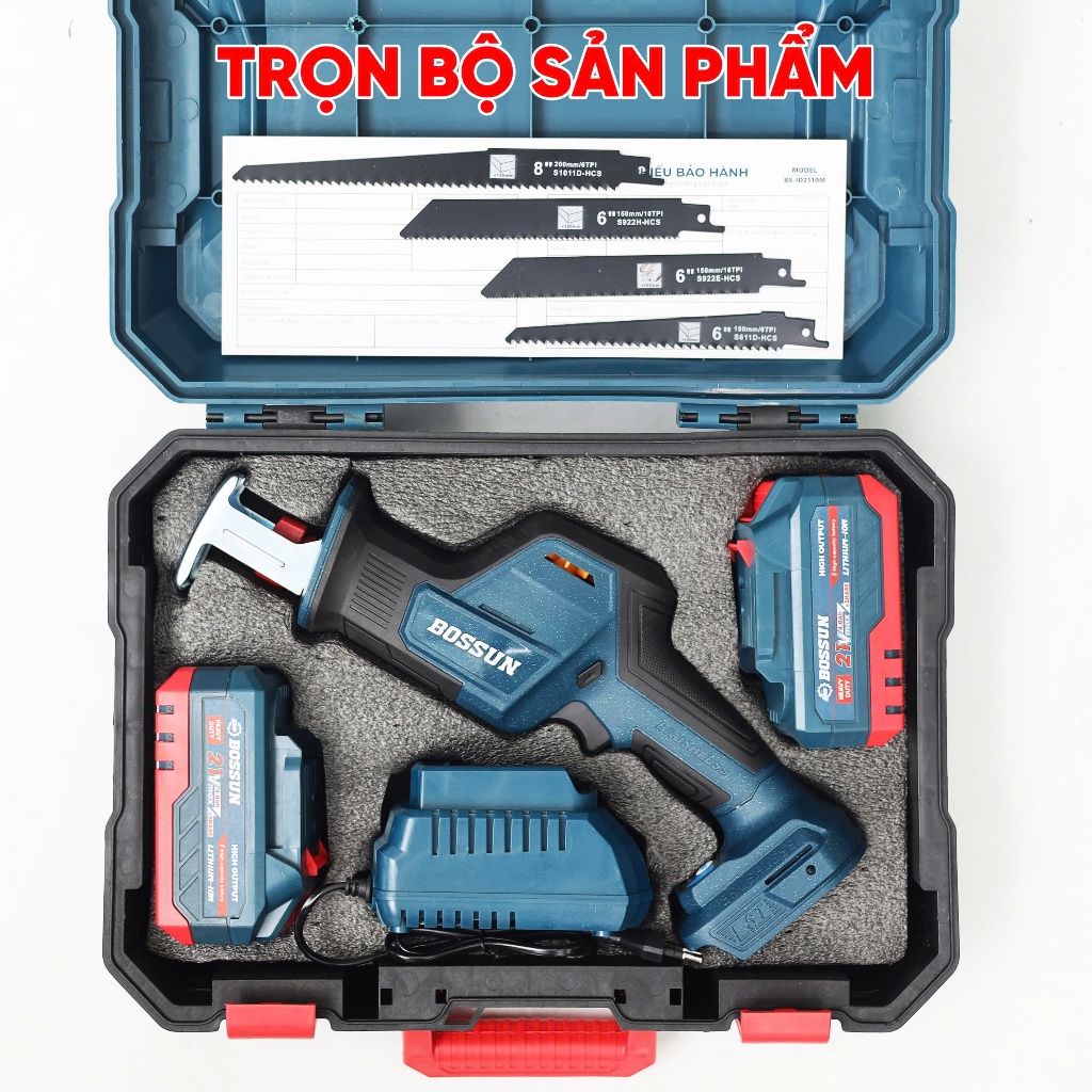 Máy cưa kiếm BS BOSSUN BS-CK25BL cắt đa năng, Bản mới 3 Tốc độ, Không chổi than, Tặng kèm 4 lưỡi cưa
