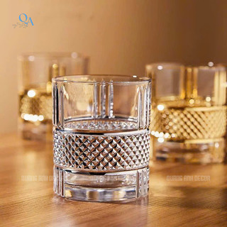 SET 6 Ly Thủy Tinh THÂN KIM CƯƠNG Chuyên Uống WHISKY, ROCK, CHIVAS Cao Cấp Cho Quán Bar, Nhà Hàng