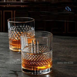 SET 6 Ly Thủy Tinh THÂN KIM CƯƠNG Chuyên Uống WHISKY, ROCK, CHIVAS Cao Cấp Cho Quán Bar, Nhà Hàng