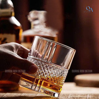 SET 6 Ly Thủy Tinh THÂN KIM CƯƠNG Chuyên Uống WHISKY, ROCK, CHIVAS Cao Cấp Cho Quán Bar, Nhà Hàng