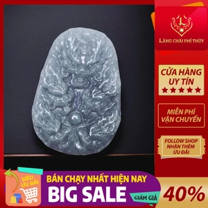 Dây chuyền Long bài Phỉ Thúy loại A - Dây chuyền khắc 2 mặt Cửu Long hội tụ