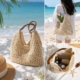 🌿 Túi Cói Đan Vintage Hàn Quốc | Túi Đeo Vai Đi Biển Boho Resort Phối Váy Nàng Thơ Du Lịch Cafe Chụp Hình Hot Style 2026