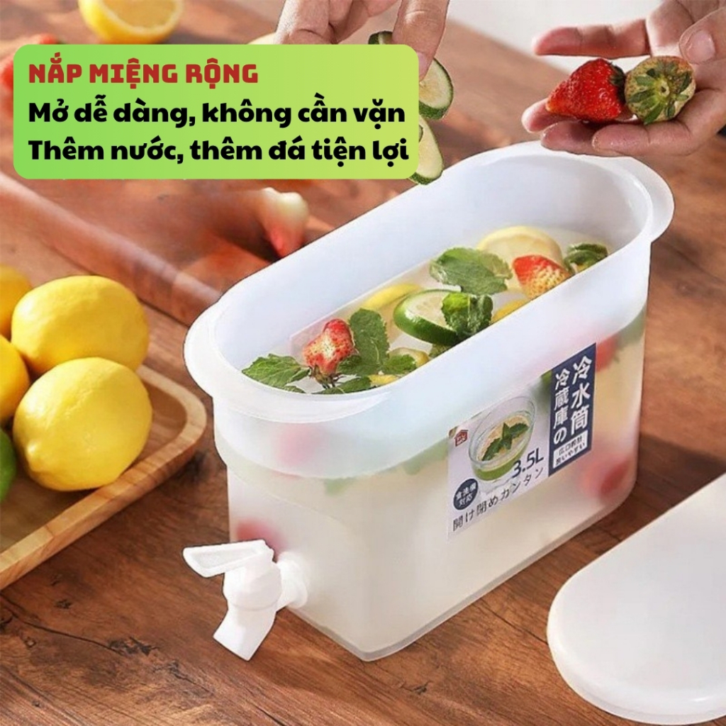 Bình Nước Có Vòi 3.5L Tiện Lợi, TIDY SHOP,  Bình Đựng Nước Tủ Lạnh Nhựa PP, Bình Trà Có Vòi Gọn Gàng
