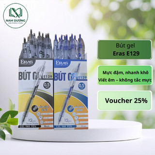 Combo hộp 12 bút gel Eras E129 0.5mm – Mực đậm, nhanh khô, nhiều màu | Namduong