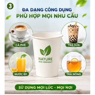 Set 50 Cốc Giấy 235ml Dày Dặn - Ly Dùng 1 Lần Chịu Nhiệt, Chống Thấm An Toàn Đựng Cafe Trà Sữa Nước Nóng cafe