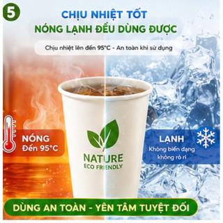 Set 50 Cốc Giấy 235ml Dày Dặn - Ly Dùng 1 Lần Chịu Nhiệt, Chống Thấm An Toàn Đựng Cafe Trà Sữa Nước Nóng cafe