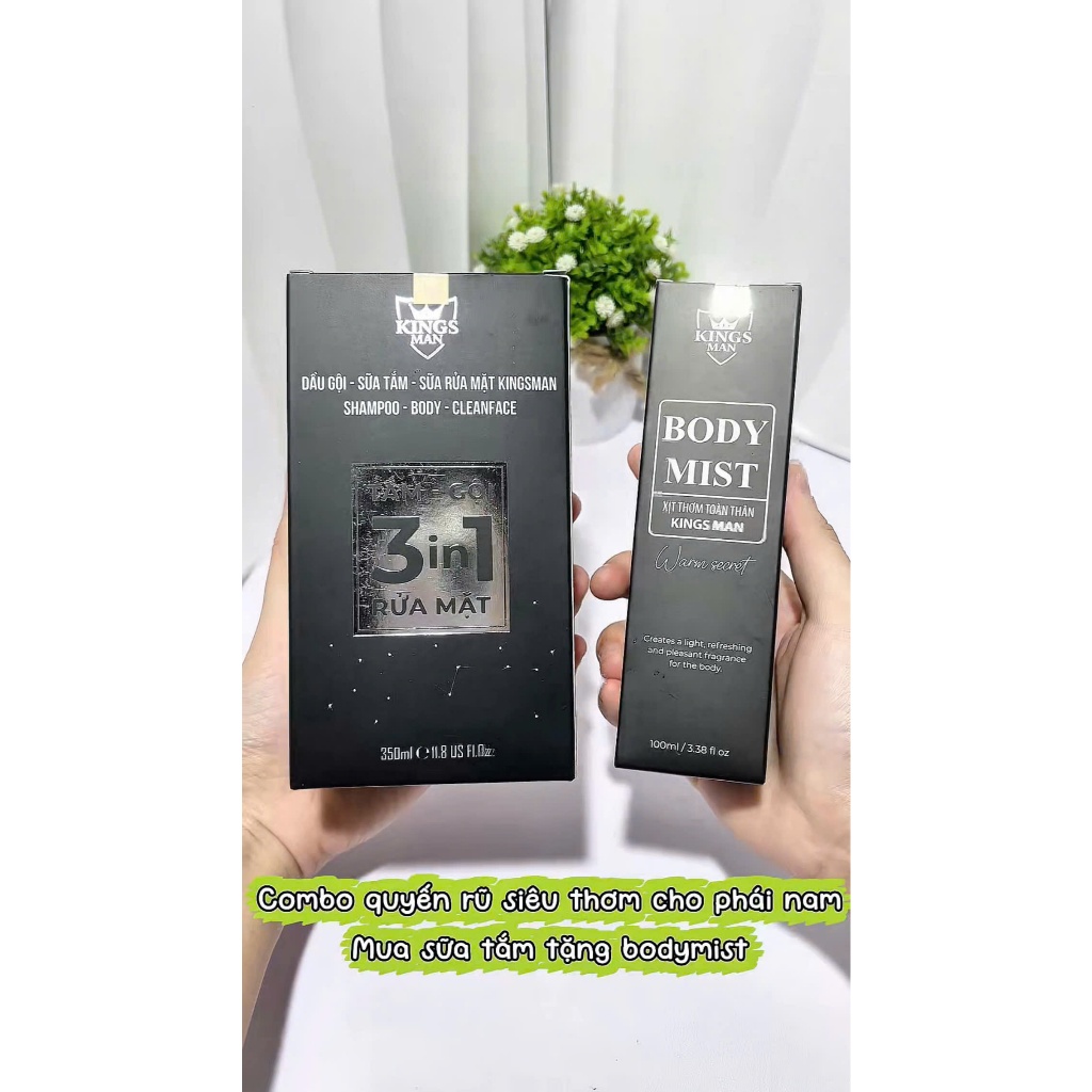 (Mua 1 Nhận 3) Combo quyến rũ Gồm 2 Sữa tắm Kingsman 3in1 350ml Tặng Body Mist 100ml xịt thơm toàn thân | BigBuy360 - bigbuy360.vn