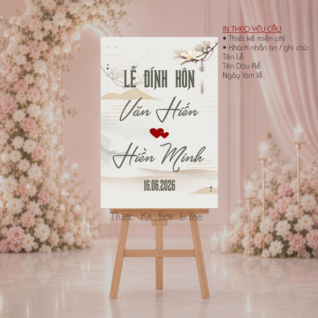 Bảng Welcome Lễ Hỷ In Tên Theo Yêu Cầu Phong Cách Á Đông Song Hỷ Sang Trọng Cao Cấp