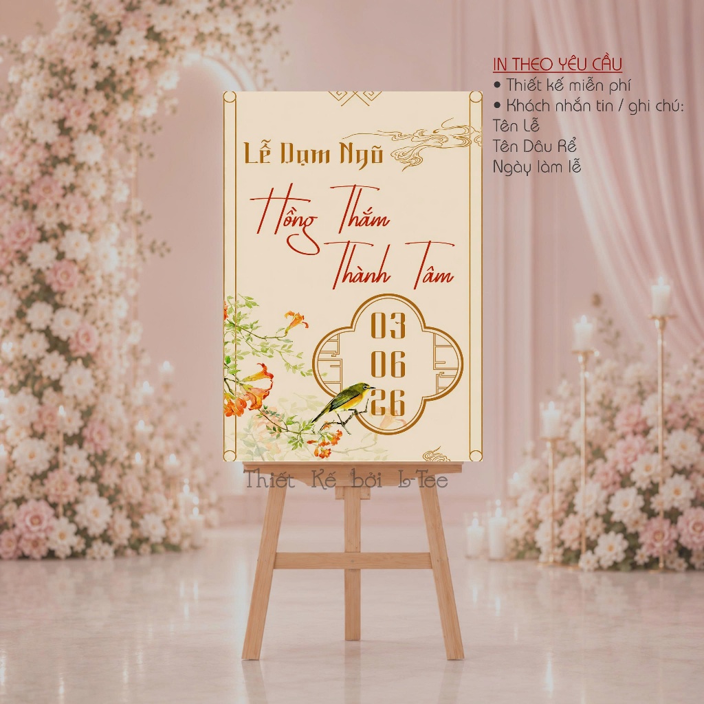 Bảng Welcome Lễ Hỷ In Tên Theo Yêu Cầu Phong Cách Á Đông Song Hỷ Sang Trọng Cao Cấp