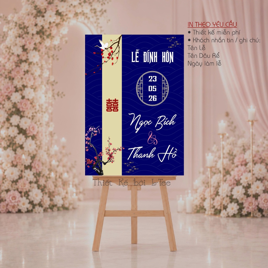 Bảng Welcome Lễ Hỷ In Tên Theo Yêu Cầu Phong Cách Á Đông Song Hỷ Sang Trọng Cao Cấp