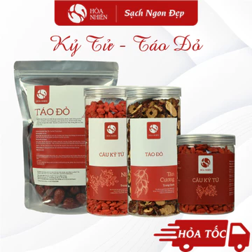 Táo Đỏ Kỷ Tử, combo Táo Đỏ Kỷ Tử pha cùng Long Nhãn nấm Đông Trùng hoặc hoa Cúc Chi | Hòa Nhiên