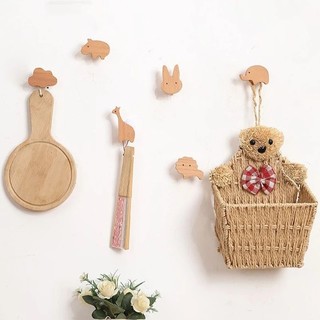 Móc treo gỗ dễ thương OABU (Miếng dán+vít kèm theo) trang trí decor, mẫu mới to hơn