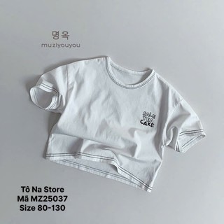 Áo Thun Cộc Tay Cho Bé Từ 9-28kg Vải Cotton Cao Cấp Line Chỉ Nổi In Chữ Form Rộng QCCC MZ25037