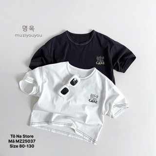 Áo Thun Cộc Tay Cho Bé Từ 9-28kg Vải Cotton Cao Cấp Line Chỉ Nổi In Chữ Form Rộng QCCC MZ25037