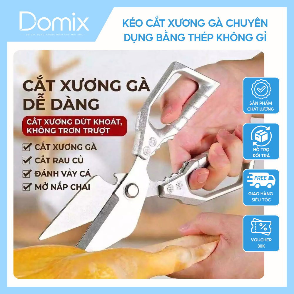Kéo cắt xương gà chuyên dụng bằng thép không gỉ lực cắt mạnh, dụng cụ nhà bếp bền bỉ chất lượng cao