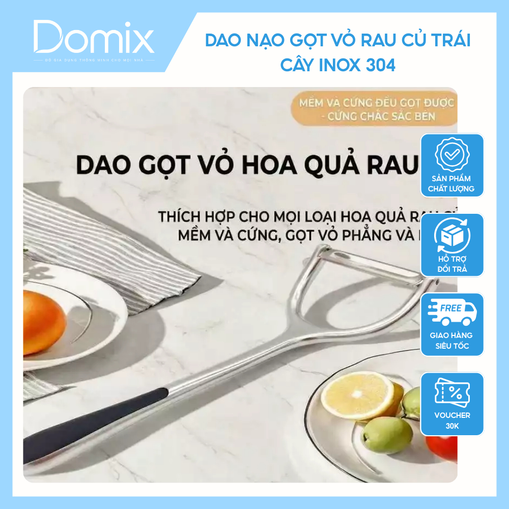 Dao Nạo Gọt Vỏ Rau Củ Trái Cây Inox 304 Lưỡi Xoay Linh Hoạt Tay Cầm Công Thái Học
