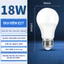 COMBO 10 Bóng Đèn LED Búp Tròn 18W Tiết Kiệm Điện, Độ Sáng Cao, Không Chói