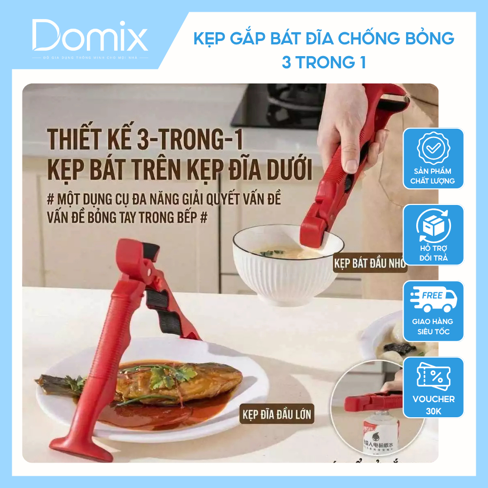 Kẹp Gắp Bát Đĩa Chống Bỏng 3 Trong 1 Đa Năng Dụng Cụ Nhà Bếp Lấy Đồ Nóng Tiện Lợi