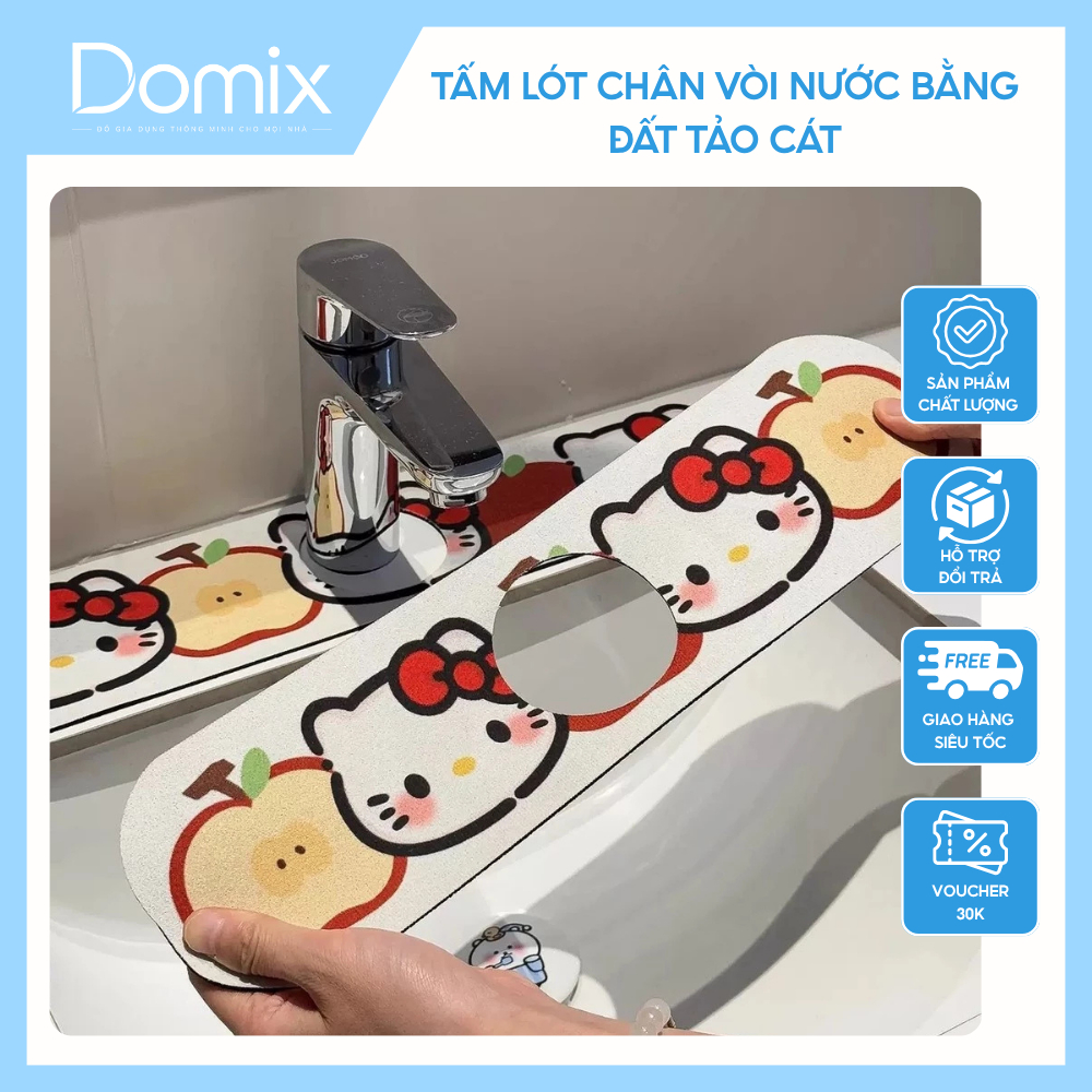 Tấm lót chân vòi nước bằng đất tảo cát siêu thấm hút, thảm lót chống bắn nước họa tiết hoạt hình