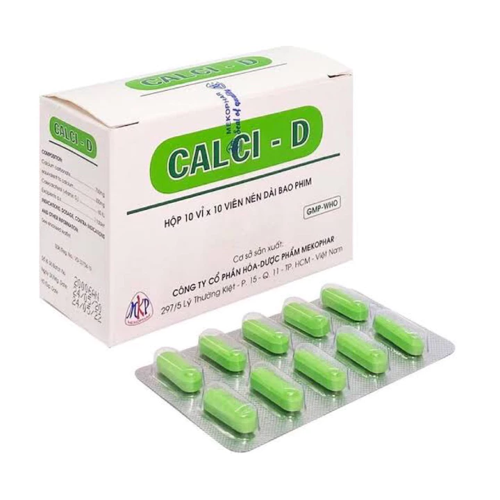 Viên uống bổ sung Calci-D Mekophar (Hộp 100 viên) Giúp bổ sung Canxi và Vitamin D3 cho cơ thể.
