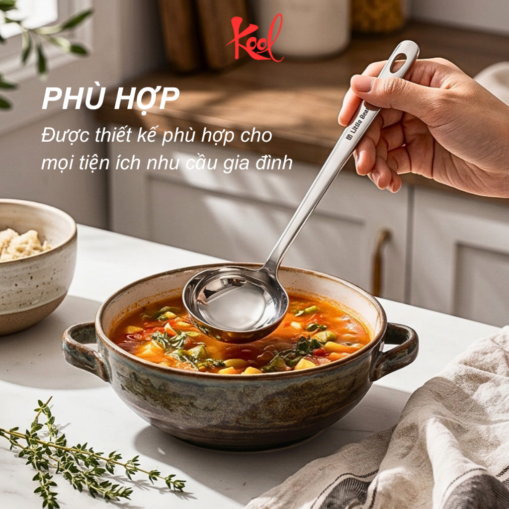 Vá Múc Canh Inox 316 Little Bear, Muôi Múc Lẩu Kool, Muôi Canh, Muôi inox, Vá Canh, Vá Lẩu, Vá inox