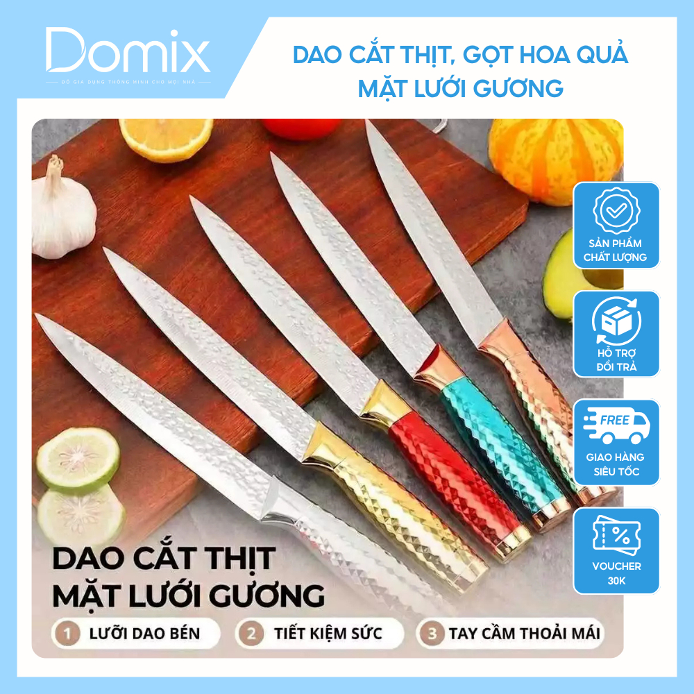 Dao Cắt Thịt Gọt Hoa Quả Mặt Gương Thép Không Gỉ Lưỡi Sắc Bén Dụng Cụ Nhà Bếp Cao Cấp