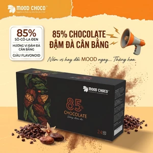 Socola Đen 85% Cacao MOOD CHOCO Nguyên Chất Ít Đường Vị Đắng Đậm Đà Tốt Cho Sức Khỏe Hộp 24 Gói