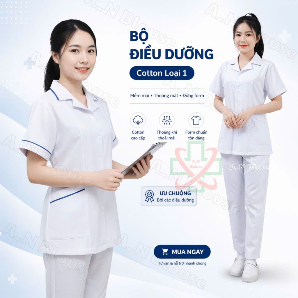 Áo y tá cao cấp dành cho điều dưỡng, dươc sĩ