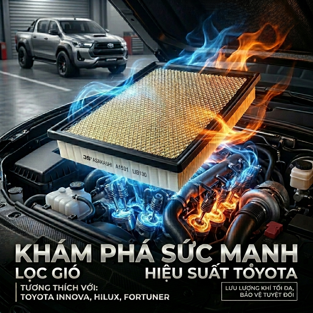 Lọc gió động cơ Toyota Innova Fortuner Hilux 2016-2022 chuẩn kích thước theo xe Toyota(17801-0L050)
