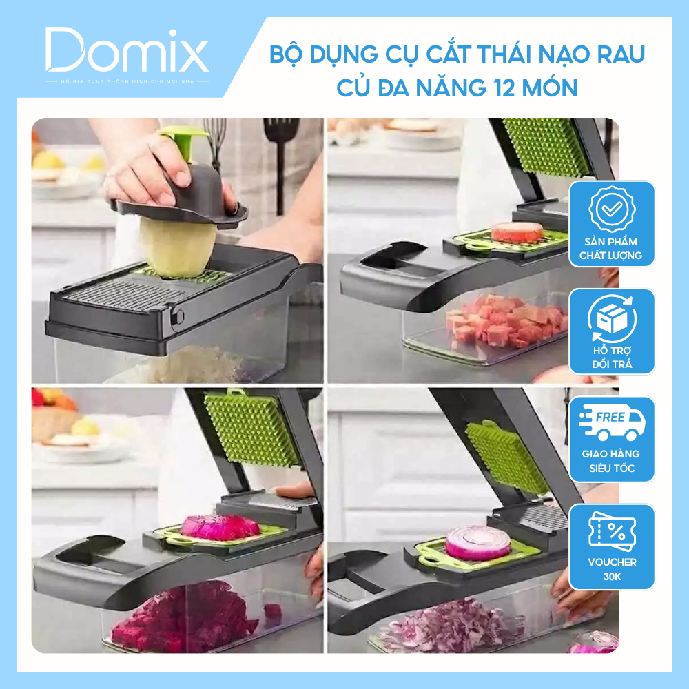 Bộ Dụng Cụ Cắt Thái Nạo Rau Củ Đa Năng 12 Món Kèm Hộp Đựng Tiện Lợi Dụng Cụ Nhà Bếp Cao Cấp