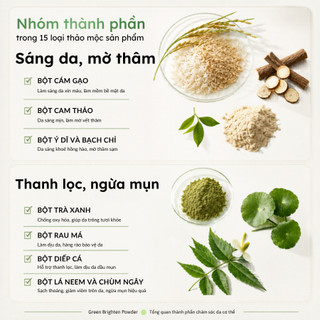 Bột Tắm Trắng Body Toàn Thân Green Brighten, Ủ Trắng Toàn Thân Thảo Mộc, Skinstory 300gr