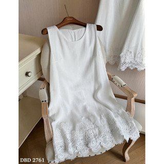 Váy Linen Suông Phối Ren Sát Nách Chuẩn Linh Hoàng