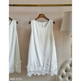 Váy Linen Suông Phối Ren Sát Nách Chuẩn Linh Hoàng
