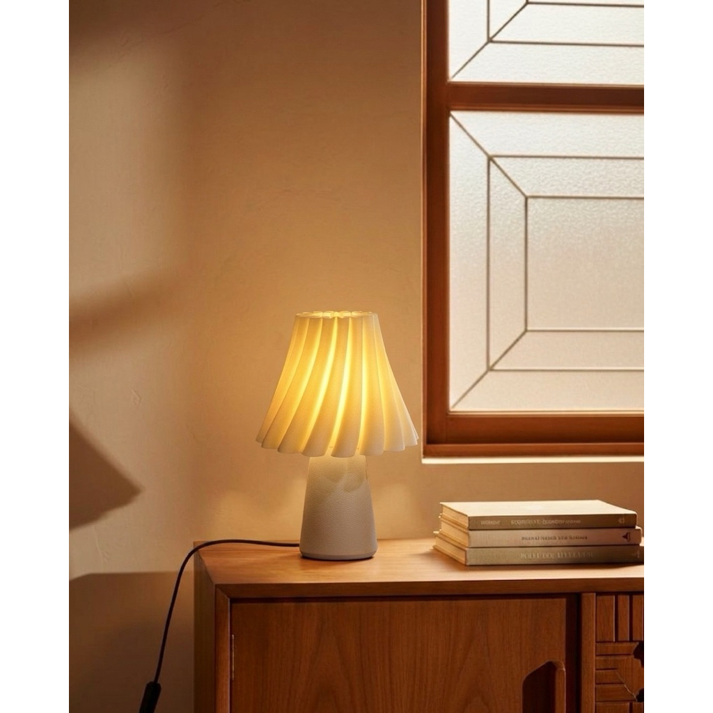 Đèn Ngủ Decor VOLUTE LAMP | MIE LIGHT - Đèn Bàn Nghệ Thuật In 3D Sóng Lượn Có Dimmer Điều Chỉnh Ánh Sáng Vàng Ấm Áp