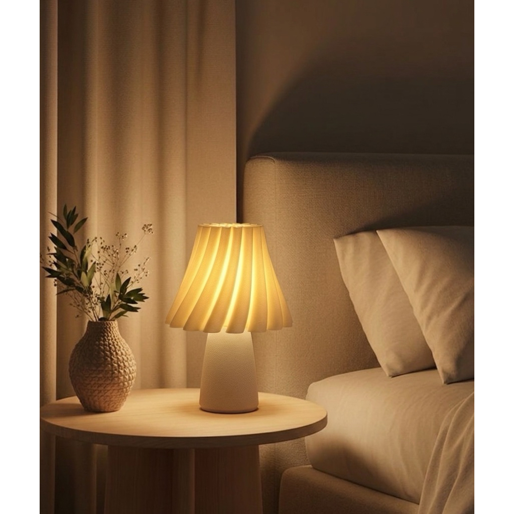 Đèn Ngủ Decor VOLUTE LAMP | MIE LIGHT - Đèn Bàn Nghệ Thuật In 3D Sóng Lượn Có Dimmer Điều Chỉnh Ánh Sáng Vàng Ấm Áp
