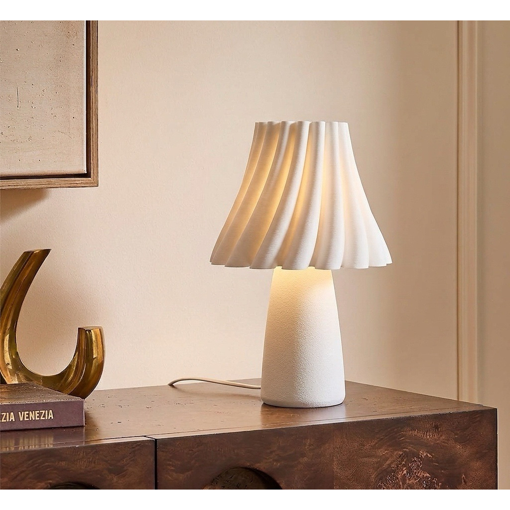Đèn Ngủ Decor VOLUTE LAMP | MIE LIGHT - Đèn Bàn Nghệ Thuật In 3D Sóng Lượn Có Dimmer Điều Chỉnh Ánh Sáng Vàng Ấm Áp