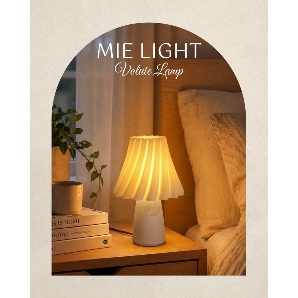 Đèn Ngủ Decor VOLUTE LAMP | MIE LIGHT - Đèn Bàn Nghệ Thuật In 3D Sóng Lượn Có Dimmer Điều Chỉnh Ánh Sáng Vàng Ấm Áp