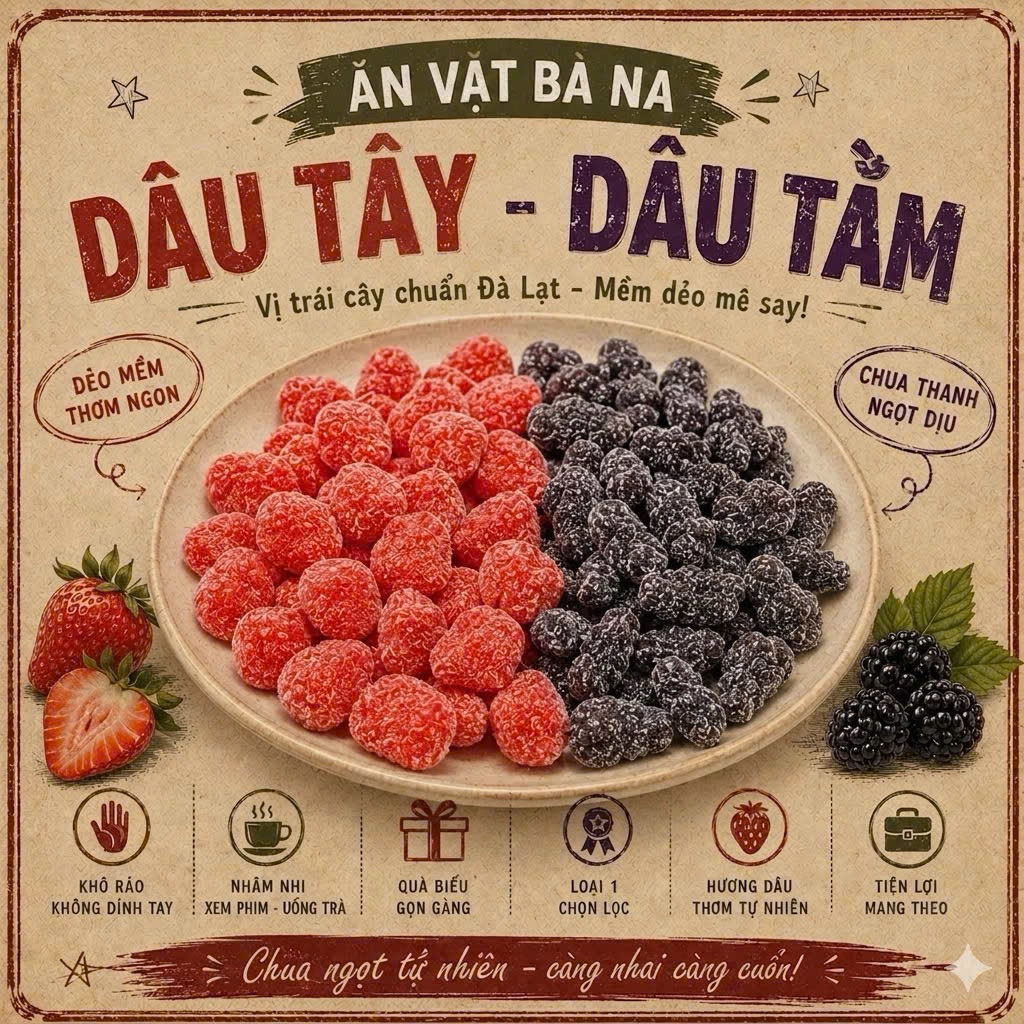100g dâu tây mix dâu tằm - Ăn vặt Bà Na
