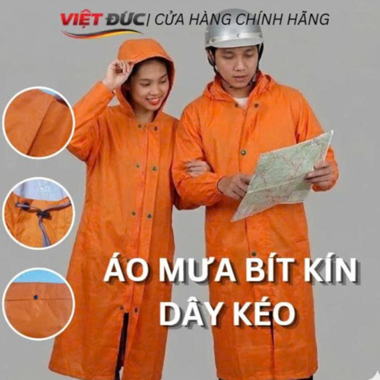 Áo Mưa Dây Kéo VIỆT ĐỨC - Khóa Kéo Chắc Chắn, Thiết Kế Kín Hông Tiện Lợi Cho Người Đi Xe Máy