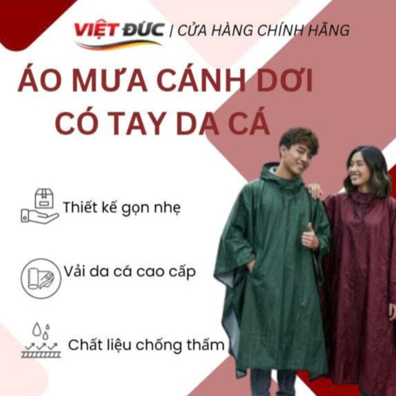 Áo Mưa Cánh Dơi Da Cá VIỆT ĐỨC - Áo Mưa Cánh Dơi Da Cá Siêu Bền, Chống Thấm Vượt Trội, Chuẩn Form
