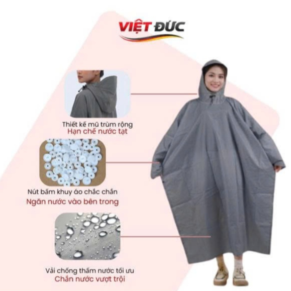 Áo Mưa Cánh Dơi Da Cá VIỆT ĐỨC - Áo Mưa Cánh Dơi Da Cá Siêu Bền, Chống Thấm Vượt Trội, Chuẩn Form