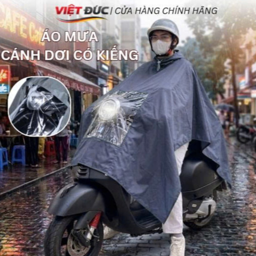 Áo Mưa Cánh Dơi VIỆT ĐỨC Cao Cấp Có Kiếng - Thiết Kế Tà Rộng, Giải Pháp Đi Đêm Không Khuất Tầm Nhìn