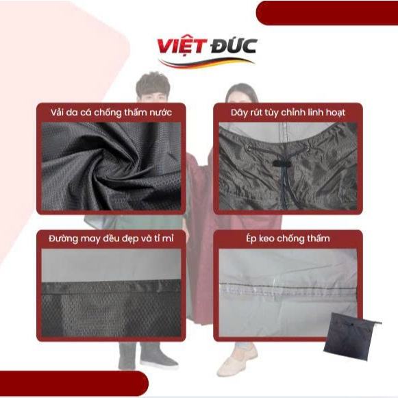 Áo Mưa Cánh Dơi VIỆT ĐỨC Cao Cấp Có Kiếng - Thiết Kế Tà Rộng, Giải Pháp Đi Đêm Không Khuất Tầm Nhìn