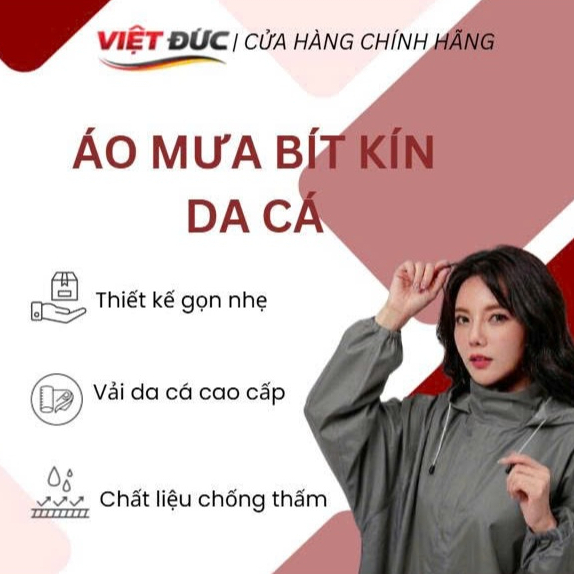 Áo Mưa Bít VIỆT ĐỨC Vải Da Cá Cao Cấp Chống Thấm Tuyệt Đối, Siêu Bền – Phù Hợp Cho Nam Nữ Đi Xe Máy